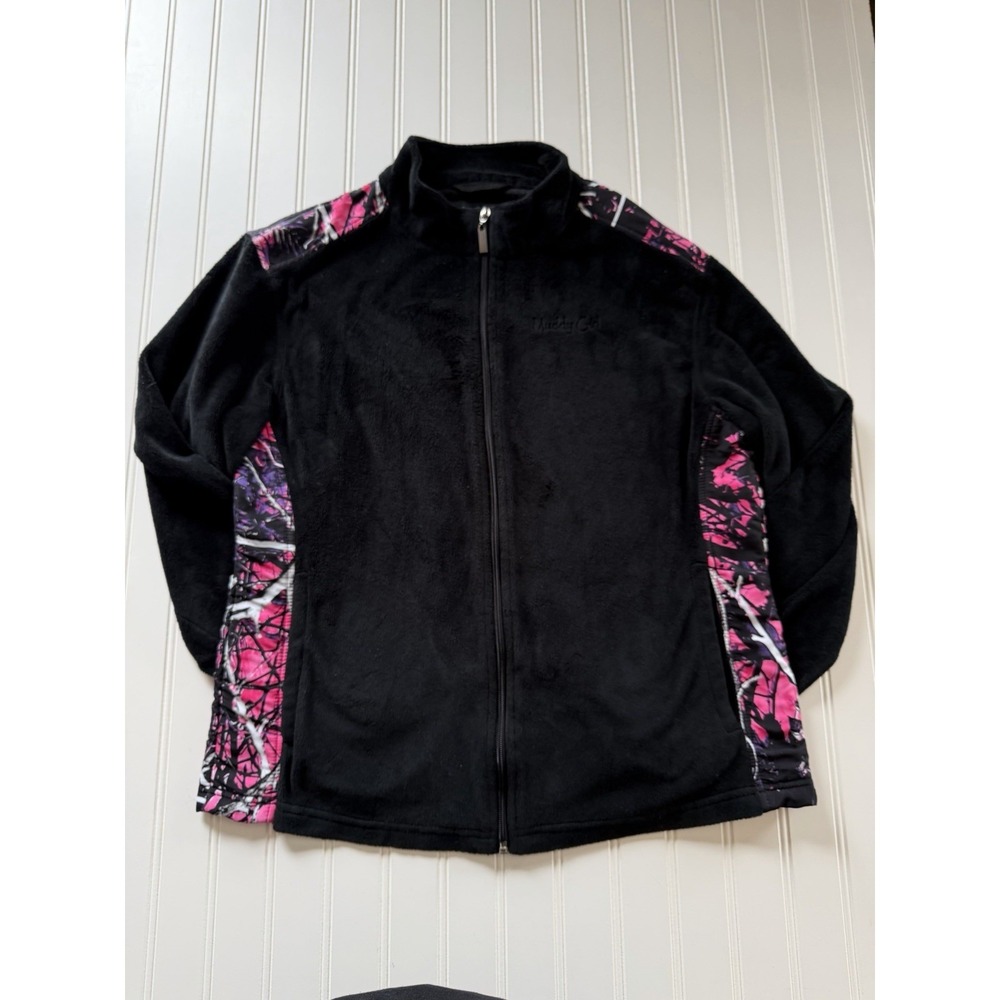 Muddy Girl Moonshine‎ Camo Fleece Jacket Women L Pink Black Full Zip